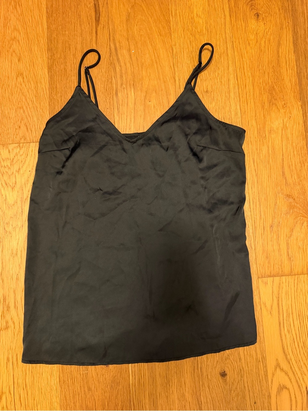 stars above Black Satin V-Neck Cami with Adjustable Straps
